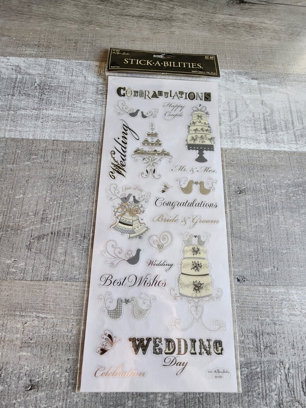 Scrapbook Stickers - Wedding Marriage Silver - The Paper Studio Retired NEW #34